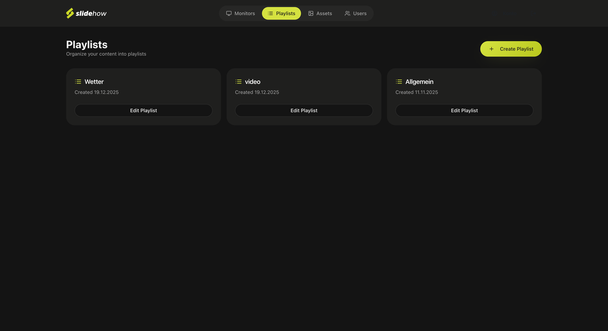 slidehow Playlist Management